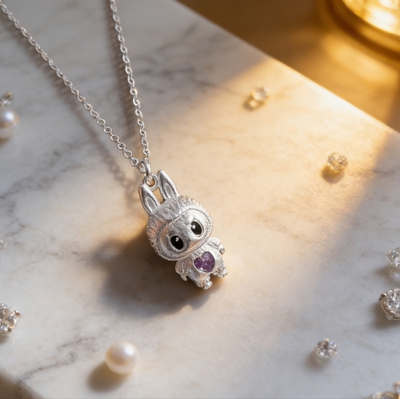 Labubu Collector Premium Pure Silver Necklace Limited Edition Pendant - Picture 3 of 11